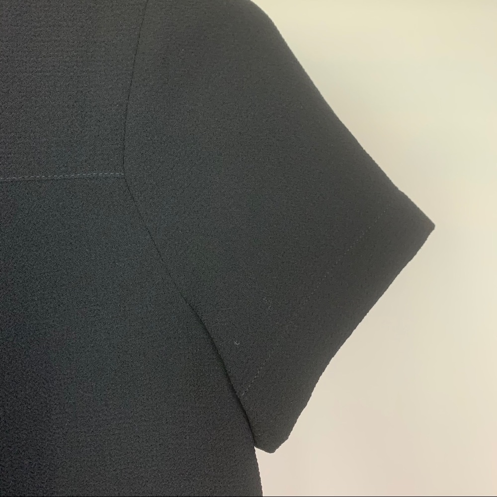 Madewell Leather Trim Tailored Tee Black Blouse - Picture 13 of 16